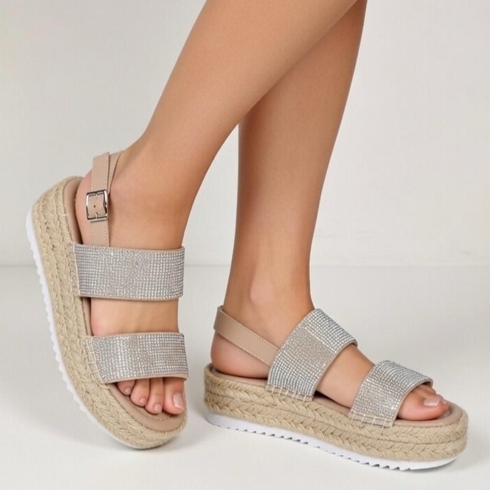 NIB Mari A. Tamara Nude Sandals Size 8.5 Espadrille - Picture 1 of 9